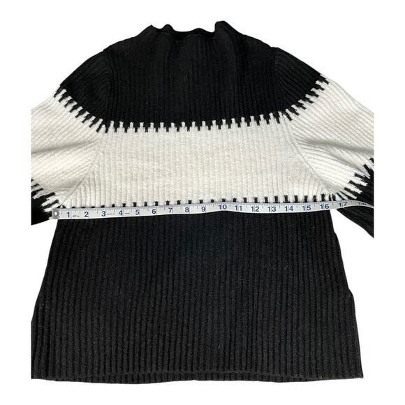 French Connection New Without Tag Black & White Sweater Medium Mock Turtle Neck - Picture 8 of 11